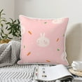 thumbnail image 2 of Velvet Decorative Throw Pillow Covers Set of 2, Soft Square Cushion Cover with Invisible Zipper Cute Rabbit Carrot Flower Printing, 20"x20", 2 of 7