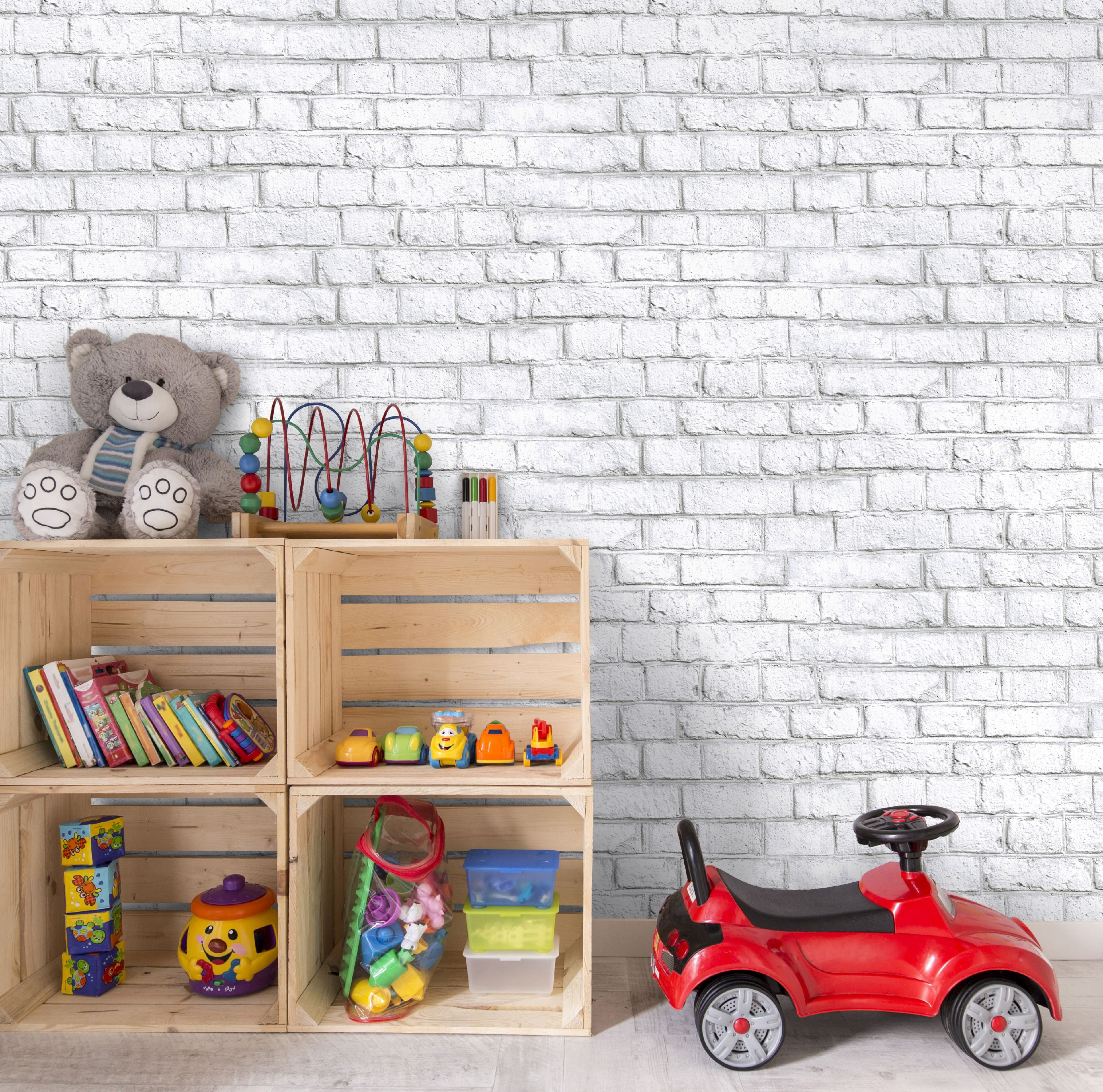 RoomMates White Brick Peel and Stick Wallpaper