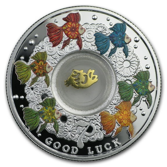 2017 Republic of Cameroon Silver Lucky Seven (Seven Goldfish)