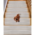 thumbnail image 2 of Beige Stair Treads for Wooden Steps Indoor Runner Rug Carpet, Farmhouse Simple Abstract Striped Wooden Grain 4 Pieces Peel and Stick Staircase Step Treads Covers Washable Throw Door Mats, 30"x8", 2 of 6