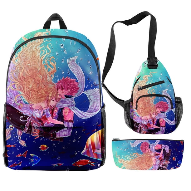 Set de mochilas Fairys Tails con impresión 3D para niños y escuelas, 3 unidades