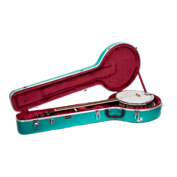 Crossrock 5-String Resonator & Gibson Tenor Banjo Case | ABS Molded Hardshell with Security Lock, Metal Feet, and Detachable Straps-Mint Blue