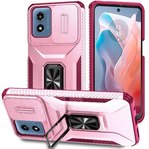 Funda para GANGXUN Motorola Moto G Play 2024 - Soporte metálico, Función magnética, Rosa