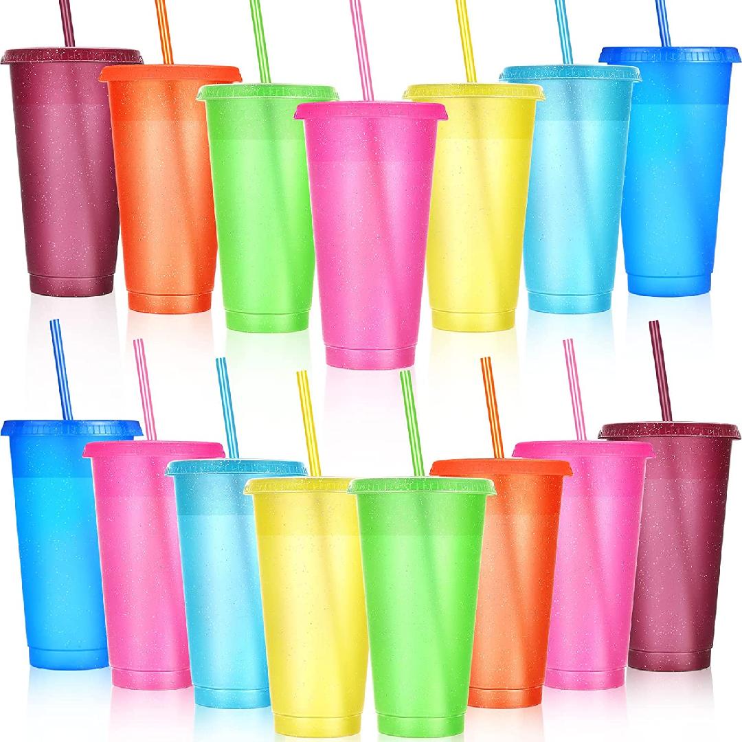 Tumbler with Straw and Lid Bulk Water Bottle Iced Coffee Travel Mug Cup Reusable Plastic Cups