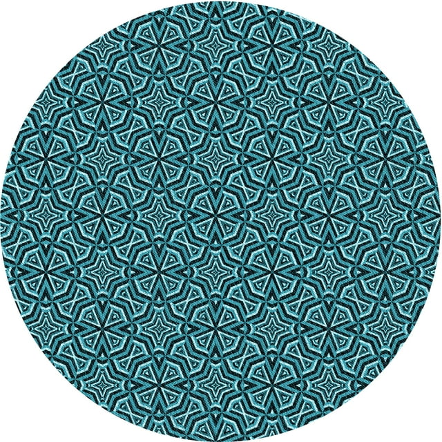 Ahgly Company Machine Washable Indoor Round Transitional Deep Teal Green Area Rugs, 7' Round