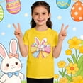 thumbnail image 4 of AWZXDE Hauts pour Filles à Manches Courtes T-Shirt Graphique pour Enfants Jeu Décontracté Thème de Pâques Imprimé Col Rond 1-13 Ans, 4 of 6