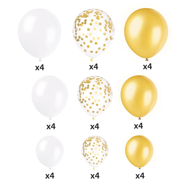 Way To Celebrate Gold & White Confetti Balloon Arch Kit, 36 Pieces photo 6