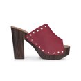 thumbnail image 3 of BLISSFUL STEP Women's Open Toe Platform Block Heel Slide Sandals Burgundy 7, 3 of 6
