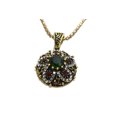 thumbnail image 3 of Deep Green Crystal 4 Piece Antique Bronze Gold Anti-Tarnish Necklace Earring Ring Jewelry Set J-268-J4, 3 of 10