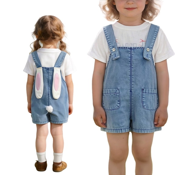 Toddler Boys Easter Outfit Casual Sleeveless Denim Jumpsuit Bunny Overalls Dress up Party Outfit 3-4 Years Boy Clothes