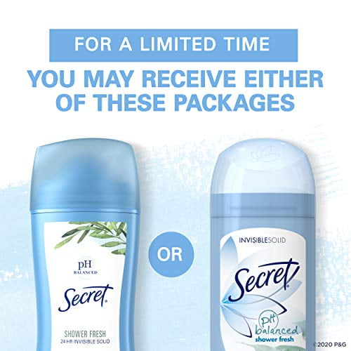 Secret Antiperspirant Deodorant for Women, Shower Fresh Scent, Invisible Solid, 2.6 Oz, Pack of 6
