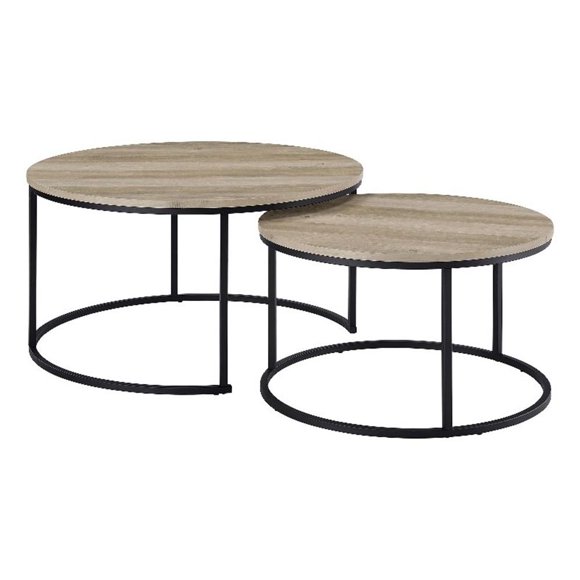 Coaster Lainey 2-piece Engineered Wood Nesting Coffee Table in Distressed Pine