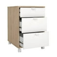 thumbnail image 3 of Tvilum Sign Mobile Cabinet with 3 Drawers, Jackson Hickory and White, 3 of 16