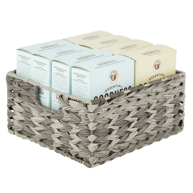 mDesign Woven Farmhouse Kitchen Pantry Food Storage Bin Basket Box - Gray Ombre