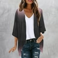 thumbnail image 2 of YUGYXL Women's Casual Kimono Cardigans Lightweight 3/4 Sleeve Chiffon Open Front Outwear Loose Gradient Color Capes Summer Hawaii Vacation Cover up Swimwear, 2 of 5