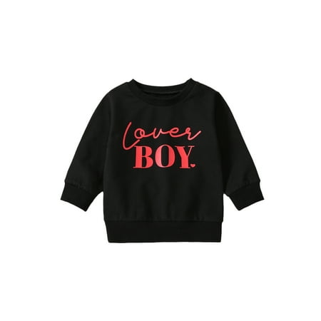 

Toddler Baby Boys Valentines Day Sweatshirt Letters Print Long Sleeve Crewneck Sweater Shirt Kids Pullover Tops