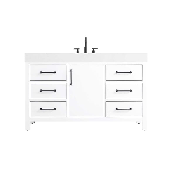 Elegant Kitchen and Bath 54 inch Single Bathroom Vanity In White