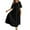 A-Black758, variant on Solid Pleated Dress for Women Loose Flowy Elbow Sleeve Round Neck Maxi Dress Breathable Minimalist Casual Dresses