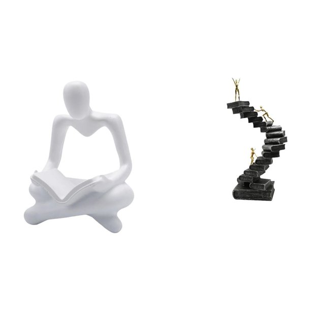 Figura de pensador abstracto,Estatua de pensador abstracto,decoración para el hogar,Estatua de escalera,Estatua de escalera con libros para escalar,decoración artística,Escultura de escalera