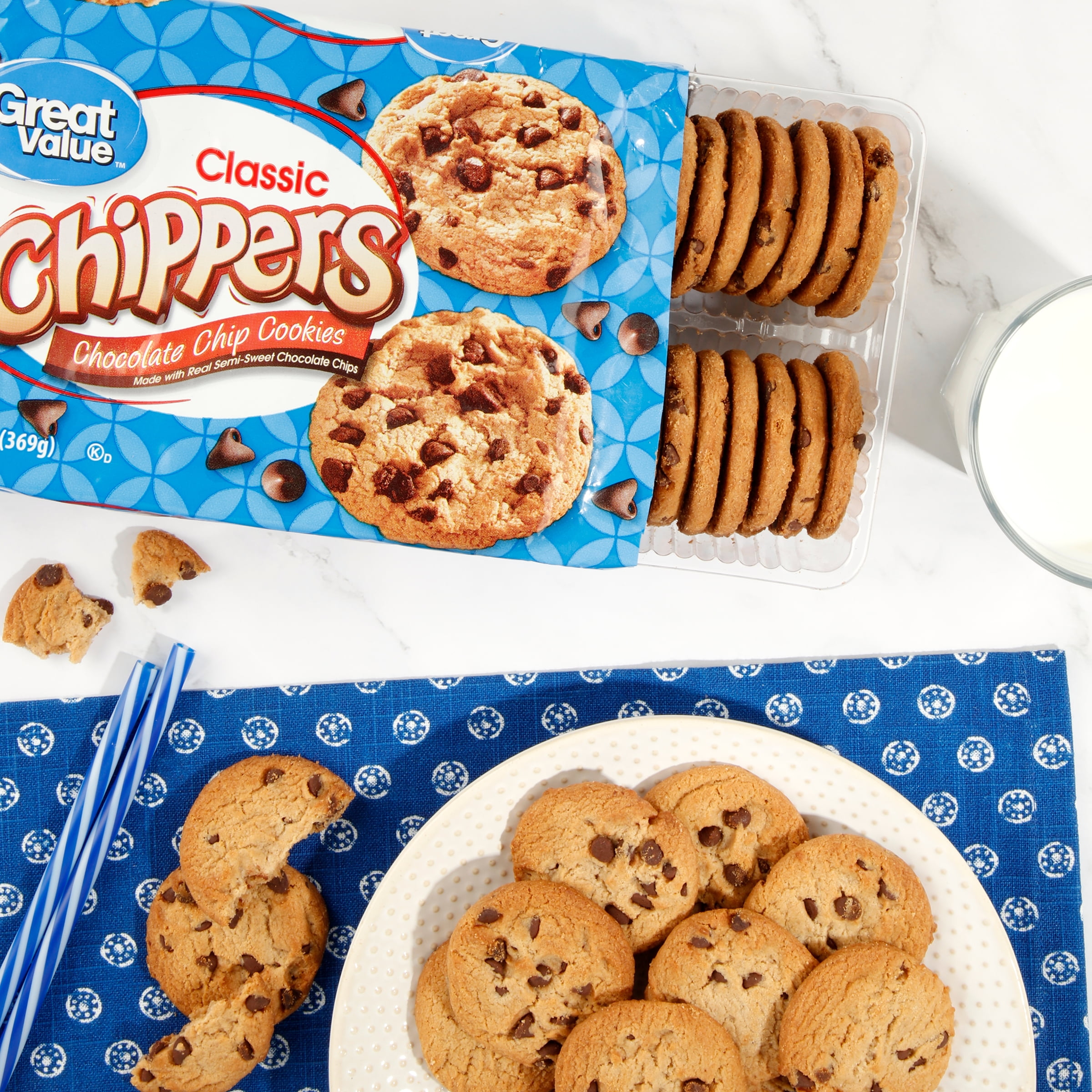 Great Value Classic Chippers Chocolate Chip Cookies, 13 oz