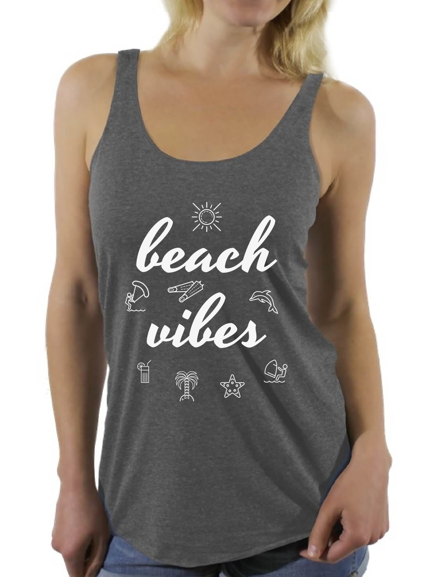 Women's Clothing Racerback Tank Beach Bound with Surfboards Tank Top for Beachgoers and Summertime Fun Lovers