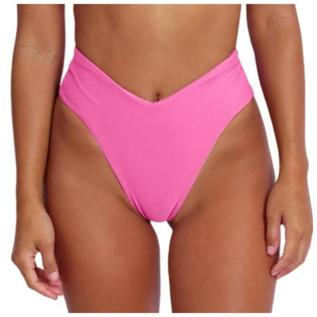ANINEO Women Swimwear Bikini Bottom Sexy V Cut High Cut Swimsuit High Waist Bathing Suit Bottoms Classic Hawaii Summer Tropical Brazilian Beachwear