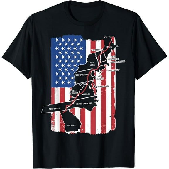 Appalachian Trail Map US Flag T-Shirt mens t shirt,black,women,funny,misfits,men,journey