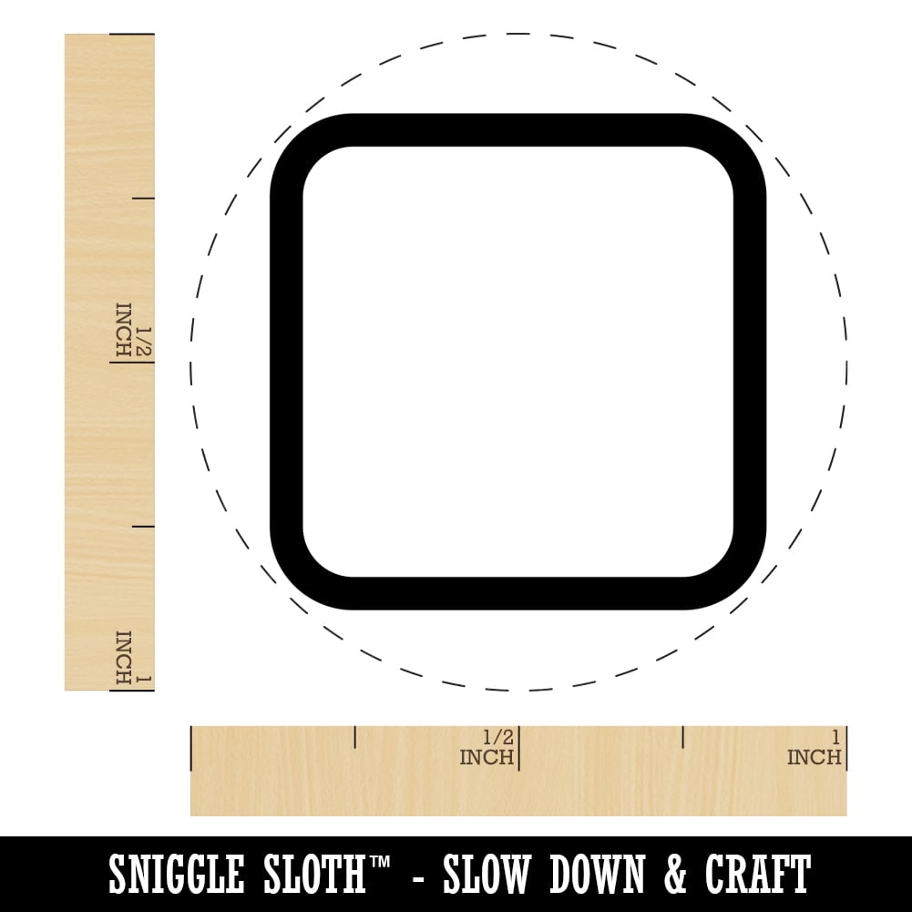 Square Rounded Corners Border Outline Self-Inking Rubber Stamp Ink Stamper - Brown Ink - Medium 1 Inch