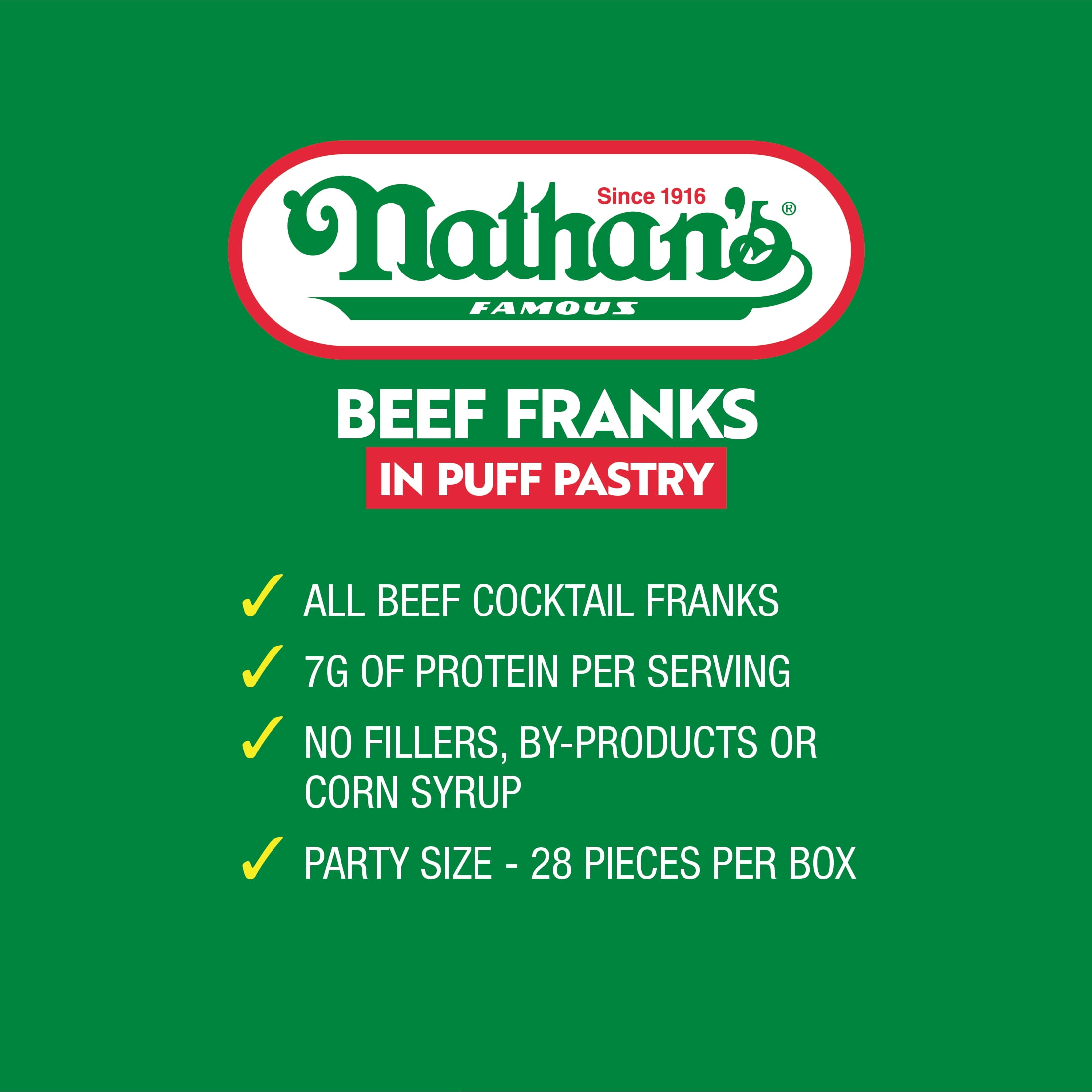 Nathan's Famous Beef Franks in Puff Pastry, Frozen Snack, 17.5 oz (496g)