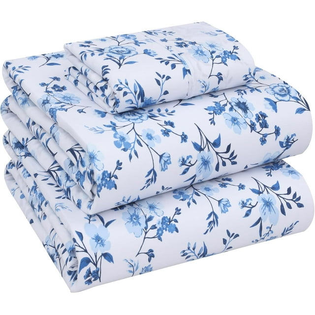 Draps en Coton Draps en Percale Frais et Croustillants pour Lit Simple Respirants et Durables Ensemble de Draps Simple es Draps à Poches Profondes Pièces Florales Lilas