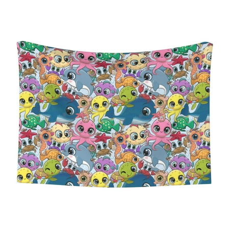 Naloa Cartoon Marine Animals Dog Blanket 3 Sizes Cat Blanket for Indoor Cats Large Medium Small Dog Gifts-Large