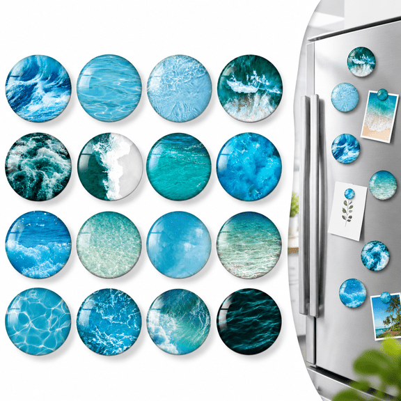 16 Pack Cute Locker Magnets, Round Refrigerator Magnets, Waterproof Glass Fridge Magnets, Aesthetic Locker Decorations, Magnetic Decor for Home Classroom Office Metal Magnetic Surfaces