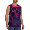 thumbnail image 2 of Balery Purple-Red Skull Camisetas sin mangas para hombre, absorbe la humedad y protege contra el mal olor.-Small, 2 of 7
