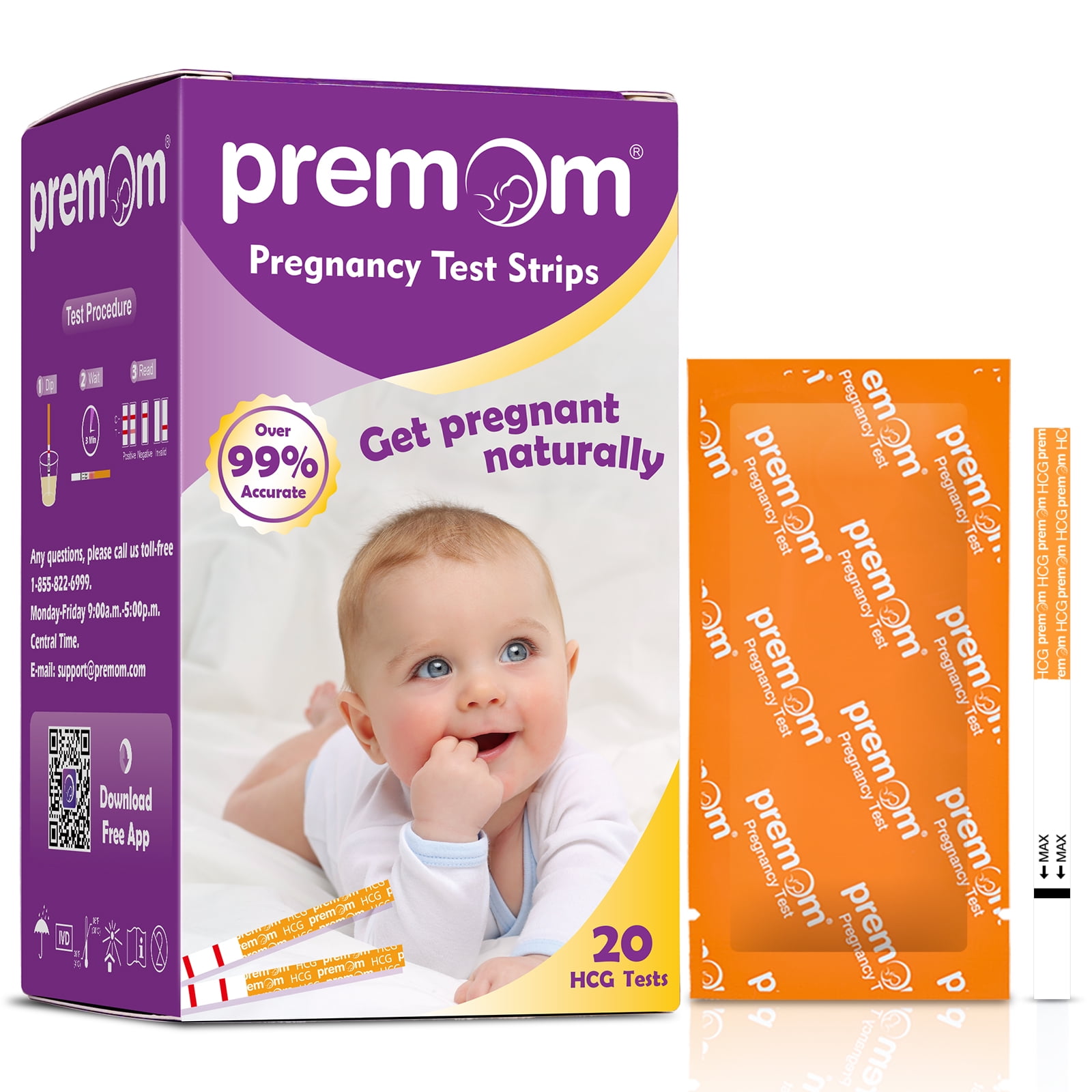Premom Pregnancy Test Strips: Early Detection Pregnant Test Kits- 20 Pack Over 99% Accurate