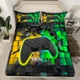 thumbnail image 2 of Erosebridal Black Gamepads Bed Sheets King,Video Game Bedding King Size,Golden Green Sheet Set King,Microfiber Gamer Room Decor,4 Pieces, 2 of 7