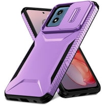 ELEHOLD for Moto G Play 4G 2024 Case,Military Grade Drop Protection Heavy Duty Non-slip Rugged Shockproof Protective Case with Slide Window Cover for Moto G Play 4G 2024,Purple