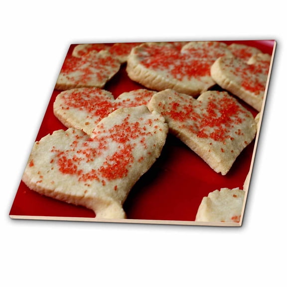 3dRose, Valentine Heart Shape Cookies, 4 Inch Glass Tile