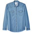 thumbnail image 1 of Essentials Men's Regular-Fit Long-Sleeve Denim Shirt, Light Blue, Large, 1 of 1