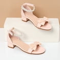 thumbnail image 5 of JAJAHO Girls Princess Dress Shoes Bow Low Heel Sandals Open Toe Hook And Loop Party Wedding Footwear For Little/Big Kids Lovely Shoes, 5 of 8