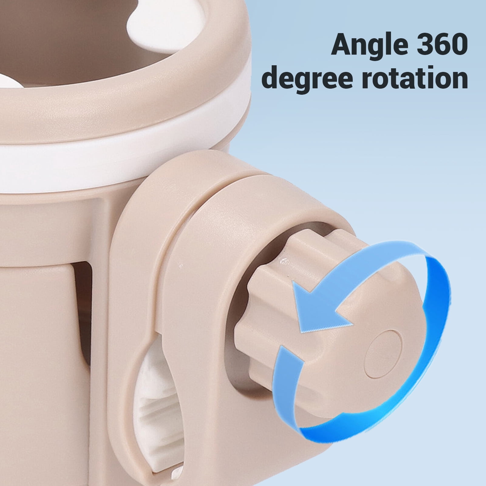 BIMZUC Stroller Cup Holder with Phone Holder, Multifunctional 3 in 1 Stroller Bottle Mount, Universal Drink Rack Organizer for Walker Scooters, Khaki