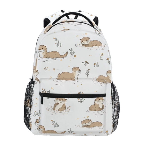 ALAZA Cute Otters Flower Pattern Kids School Backpack Elementary Student Bookbag for Girls Boys Laptop Bags Travel Daypack