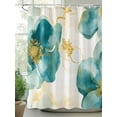 thumbnail image 2 of Shower Curtain, Abstract Floral White Green Flower Gold Line Retro Petals Washable Shower Curtain with Hooks Bath Decor Fabric Shower Curtains for Bathroom, Hotel, Stalls, Bathtubs, 72x72 Inch, 2 of 6