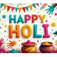 thumbnail image 4 of Colorful Theme Happy Holi Festival Banner Decorative Design Colored Powder Polyester Material for Festival Celebration Outdoor Event Party Decoration, 4 of 8