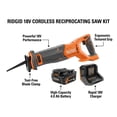 thumbnail image 4 of RIDGID 18V Cordless Reciprocating Saw Kit with 4.0 Ah Battery and Charger, 4 of 4