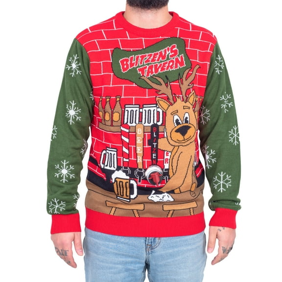 Blitzen's Tavern Deer Beverage Dispenser Ugly Christmas Sweater