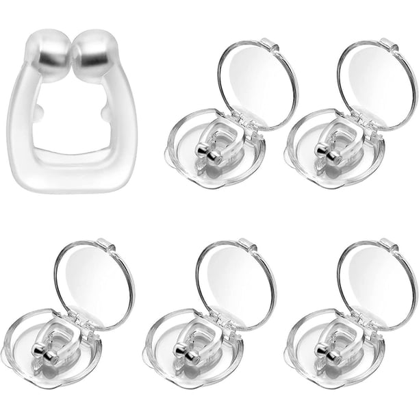 Dispositivos antirronquidos, clip nasal magnético antirronquidos de silicona, tapón de ronquidos de 6 piezas, eficaz para dejar de roncar, sueño reparador más tranquilo (blanco)