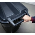 thumbnail image 6 of (2 pack) Hyper Tough 32 Gallon Wheeled Heavy Duty Plastic Garbage Can, Attached Lid, Black, 6 of 10