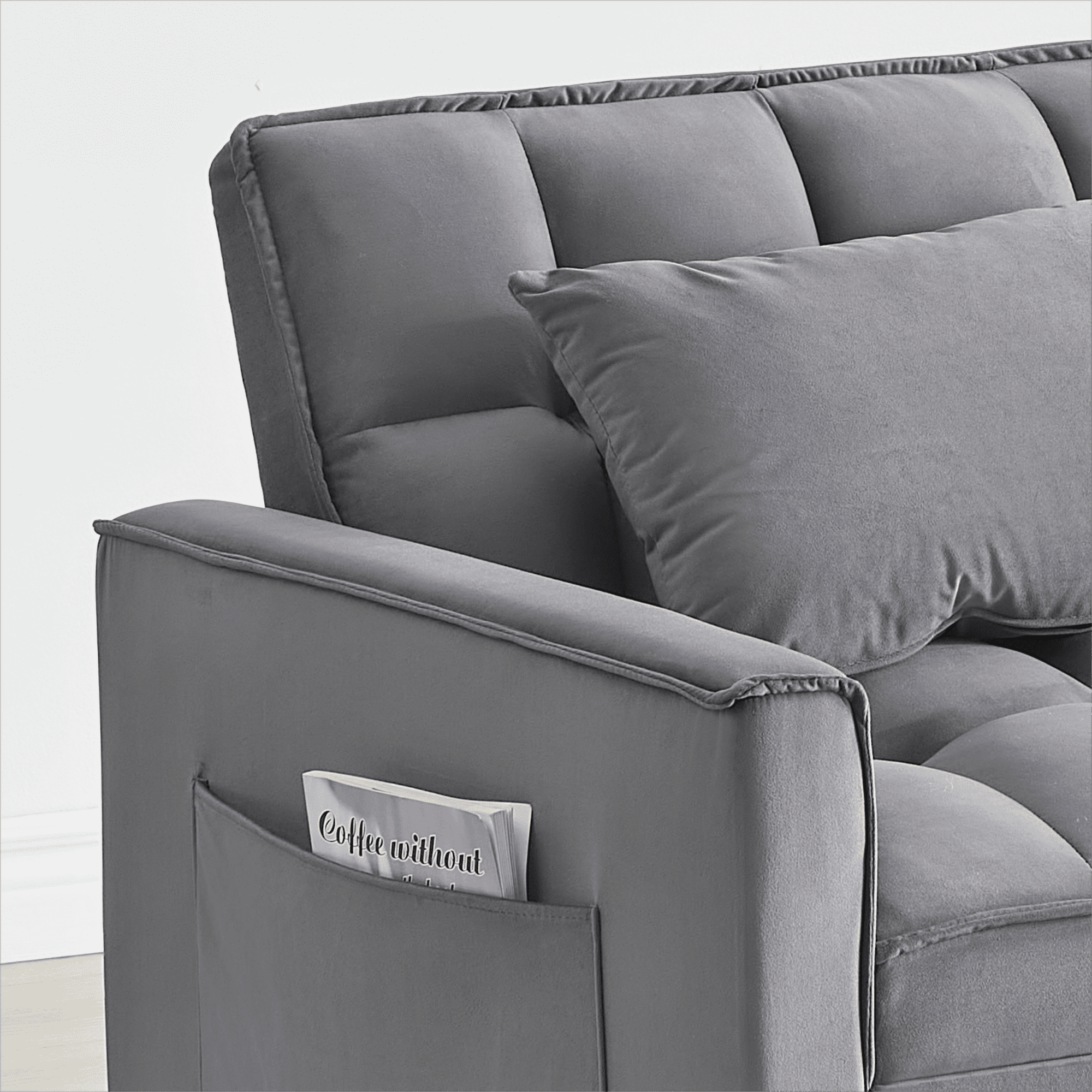 avobird 3 in 1 Convertible Chair Bed Sleeper, Pull Out Sofa Bed With adjustable back/USB port/ashtray/swivel phone stand, Gray