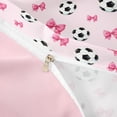 thumbnail image 4 of Meiyoeat Cute Soccer Ball Duvet Cover Queen, Pink Bow Print Queen Bedding for Bedroom,Pink Reversible,3-Piece,No Comforter, 4 of 6