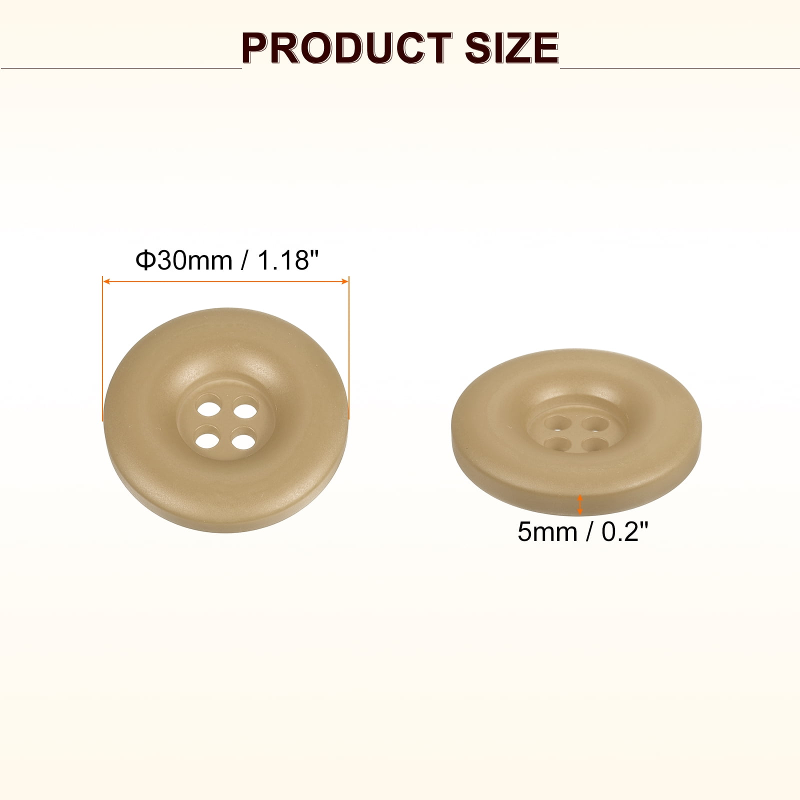 Uxcell 50pcs Sewing Button 30mm 4 Holes Resin Round Crafting Buttons, Brown
